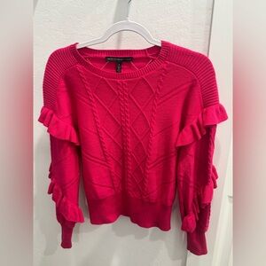 White House Black Market Fuchsia Cable Knit Sweater